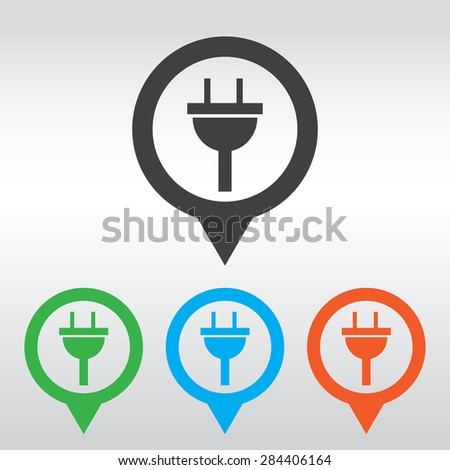 plug icon electricity sign. icon map pin.
