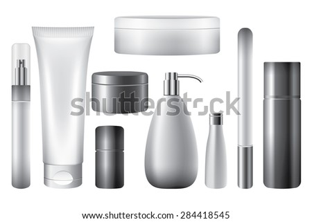 Blank cosmetic tubes isolated white, vector objects