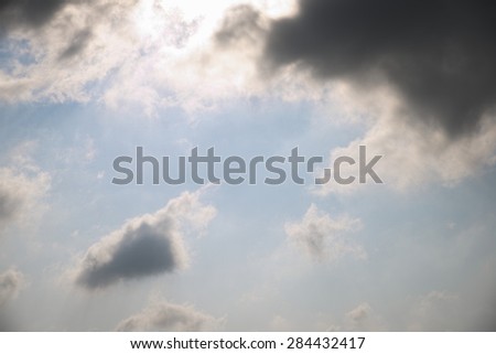 Abstract clear blue sky with bright sun ray shining on the sky