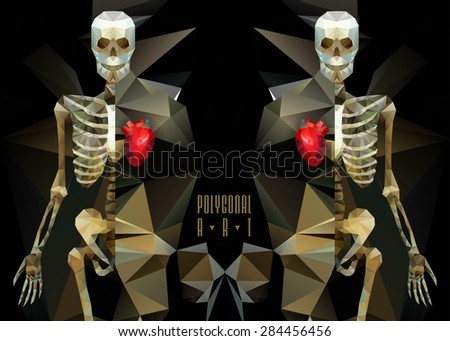 Polygonal skeleton. low poly illustration. Polygonal creative poster