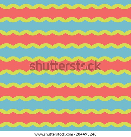 Vector seamless pattern with wavy stripes. Repeating background.
