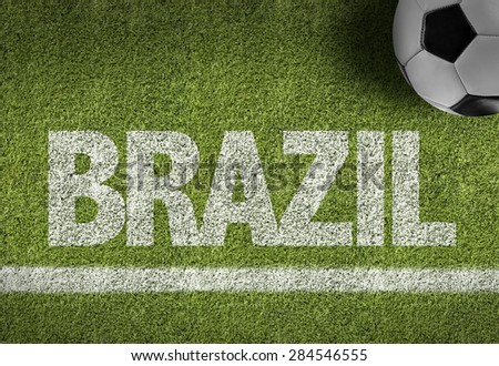 Soccer field with the text: Brazil