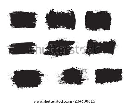 Grunge shapes, set, black isolated on white background, vector illustration. Royalty-Free Stock Photo #284608616