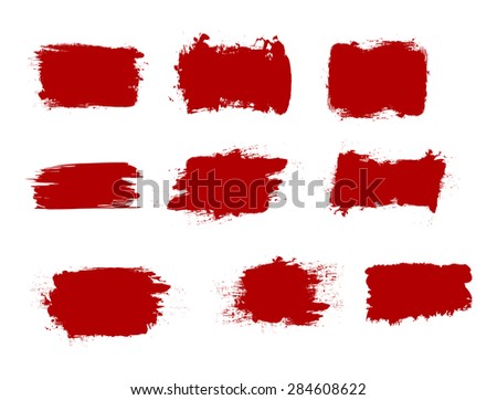 Grunge shapes, set, red isolated on white background, vector illustration. Royalty-Free Stock Photo #284608622