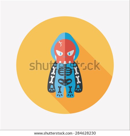 skeleton flat icon with long shadow