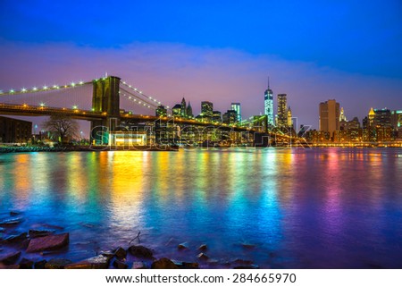  Manhattan skyline at sunrise, New York City. USA.