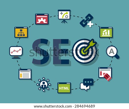 scheme with icons isolated main activities related to seo