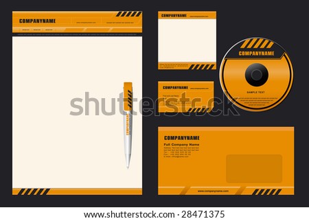 Template Vector (DANGER) - blank, card, pen, cd, note-paper, envelope