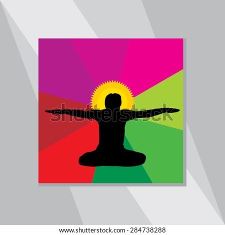 yoga posture over colorful abstract background vector illustration