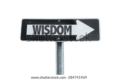 Wisdom direction sign isolated on white