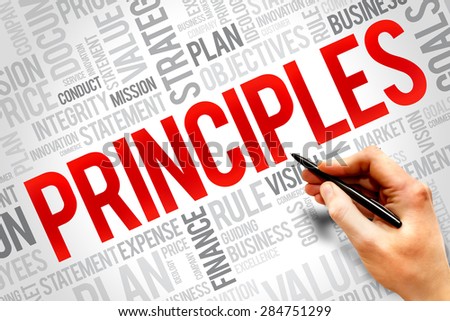 Principles word cloud, business concept