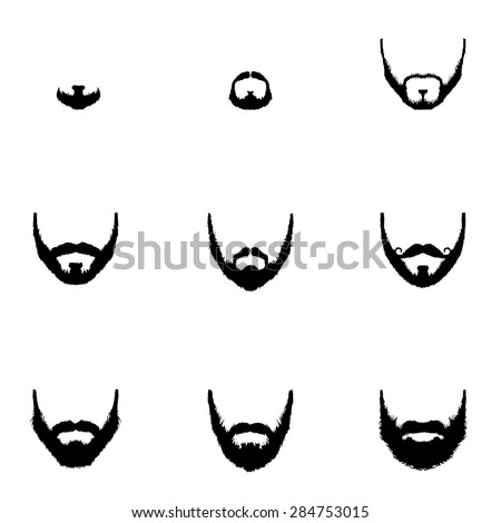 Vector Set of Black Beard Silhouettes