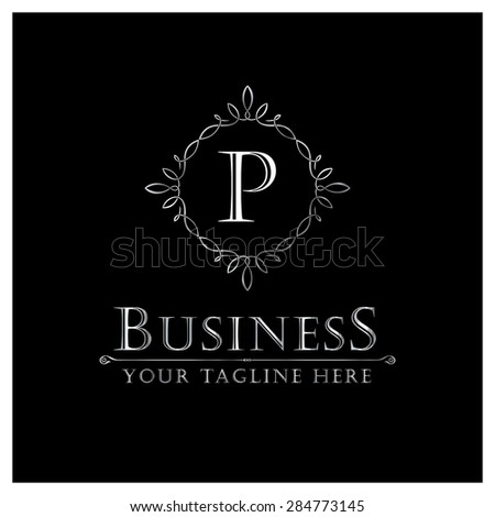 P letter Luxury Logo template flourishes calligraphic elegant ornament lines. Business sign, identity for Restaurant, Royalty, Cafe, Hotel, Heraldic, Jewelry, Fashion and other vector illustration