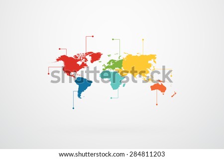 World Map Continents Infographic Vector