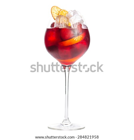 Glass of frozen sangria isolated on white background Royalty-Free Stock Photo #284821958