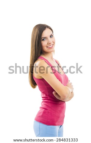 Beautiful woman isolated over a white background 