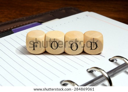 Food word concept on notebook 