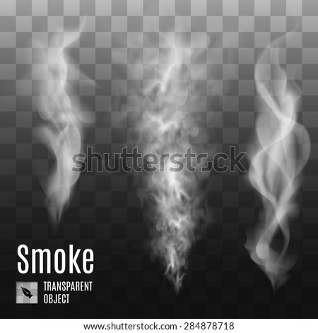 Set of transparent smoke on dark background