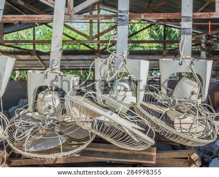 image of many old hanging fan waiting for fix it.