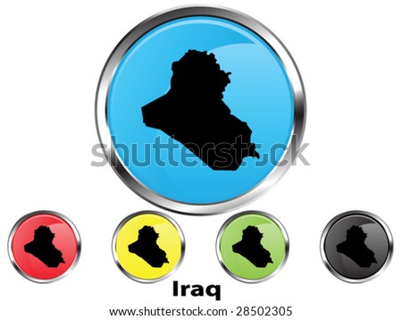 Glossy vector map button of Iraq