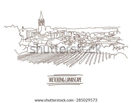 Vector city sketching on white background