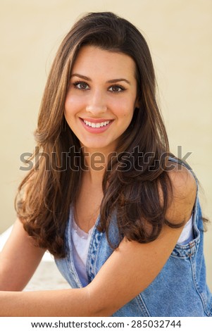 Beautiful multicultural young woman outdoor portrait.