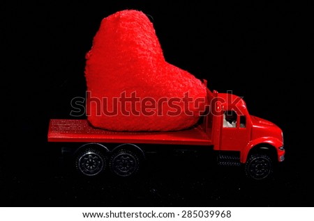 Love Concept of Truck Loading Lovely Heart, A Perfect Gift or Present for Someone Special.