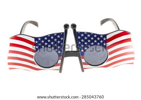 Glasses stripes American flag On white background