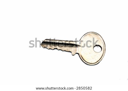 A high key shotm of a key on a white background