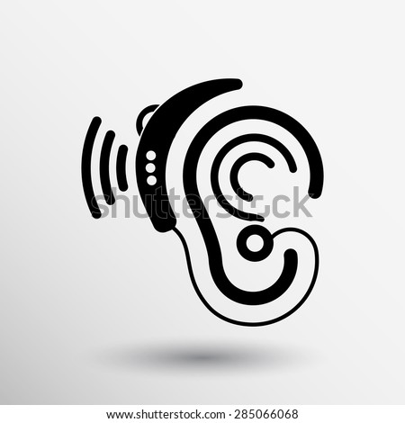 Ear vector icon hearing aid ear listen sound graphics. Royalty-Free Stock Photo #285066068