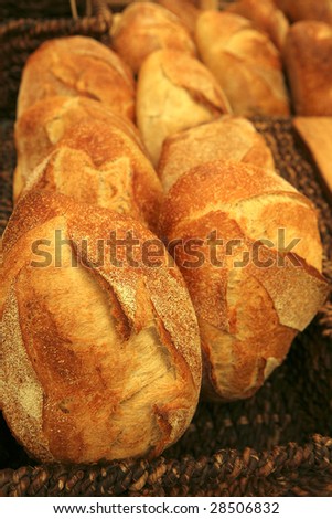 fresh sweet bread on tray on open market