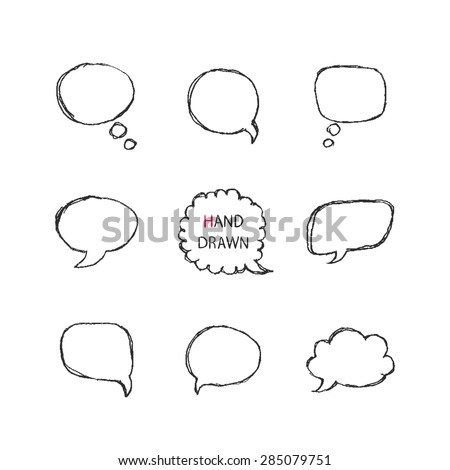 Vector Hand Drawn speech bubbles  isolated on a white background.Part I