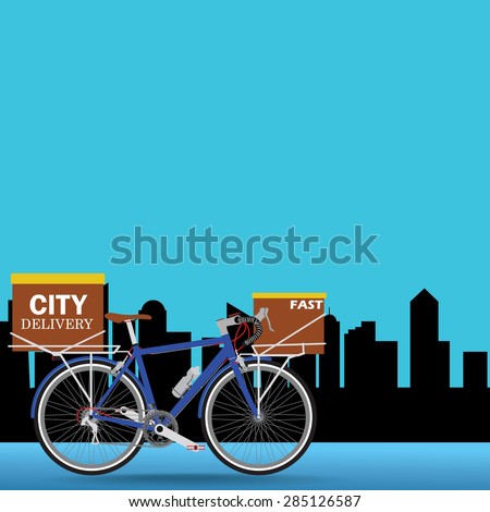 Bicycle delivery is on the street in vector format