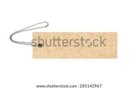 paper label with chain on white