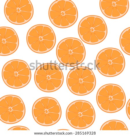 Hand-drawn vector illustration - Seamless pattern with orange. Healthy food