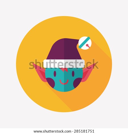 Christmas elf flat icon with long shadow