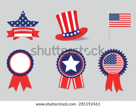 Icons Set USA Flag Color Independence Day 4th of July 