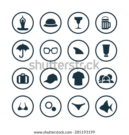 beach icons universal set for web and mobile