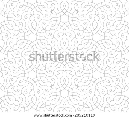 Seamless pattern with stylish lines and curls in gray tones.