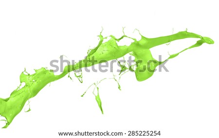 Isolated shot of green paint splash on white background