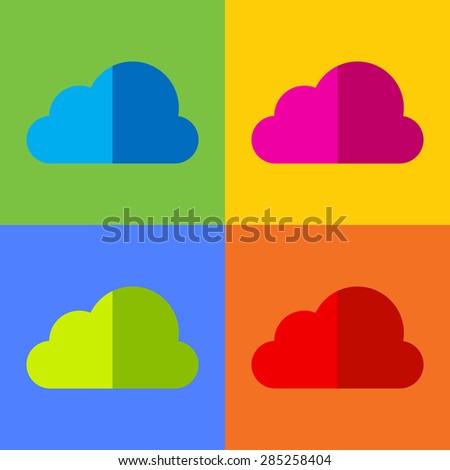 Cloud icon vector, set of Cloud icon on colorful background, illustration.