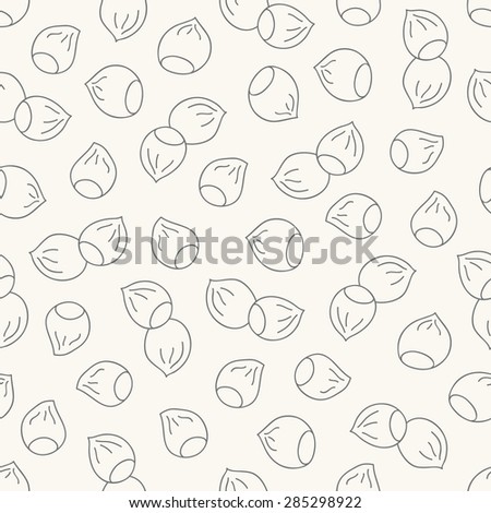 Seamless pattern with chestnuts. Contour drawing vector illustration. Perfect for wallpapers, wrapping papers, restaurant menu, web page background, textile 