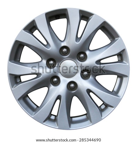 Car wheel, Car alloy rim on white background, Wheel isolated on white