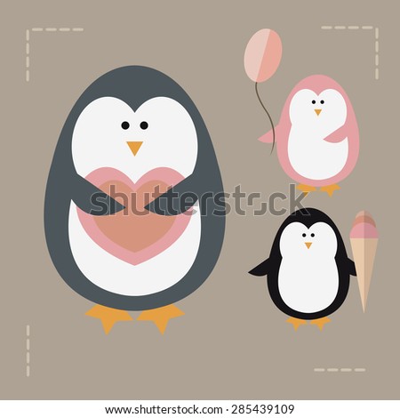 An illustration with funny penguins characters