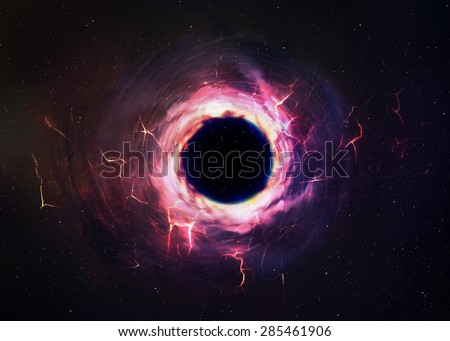 Black hole in space. Elements of this image furnished by NASA Royalty-Free Stock Photo #285461906