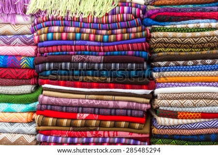 Color of textile, Pisac market, Cusco, Peru