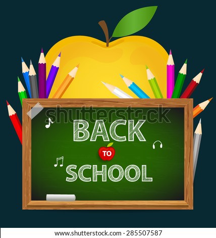 Welcome back to school with blackboard, vector illustration.