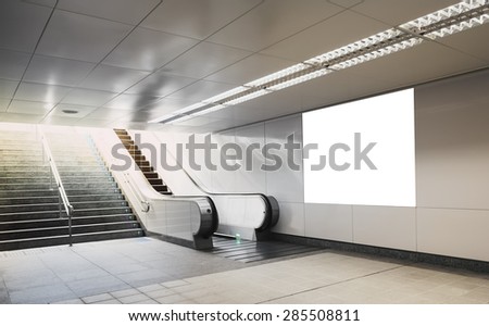 Billboard mock up in subway with escalator 