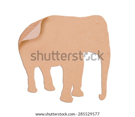 elephant shape paper box on white background