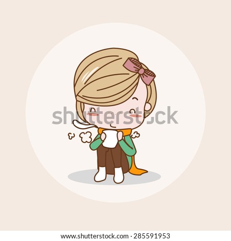 Holding a Cup of Coffee Girl / Lady / Woman Isolated Vector / Image / Illustration / Drawing / Cartoon / Animation